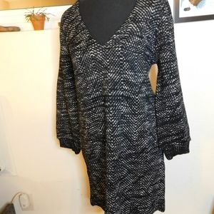 NWT LUCKY BRAND Womens  Black Blouson Sleeve Knit Sweater Dress